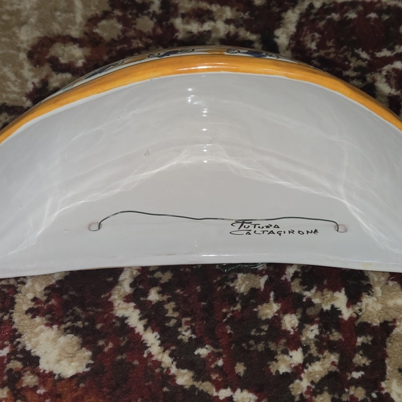 -SOLD- Vintage Italian Caltagirone Majolica Hanging Planter Wall Bowl Pottery - Picture 4 of 12